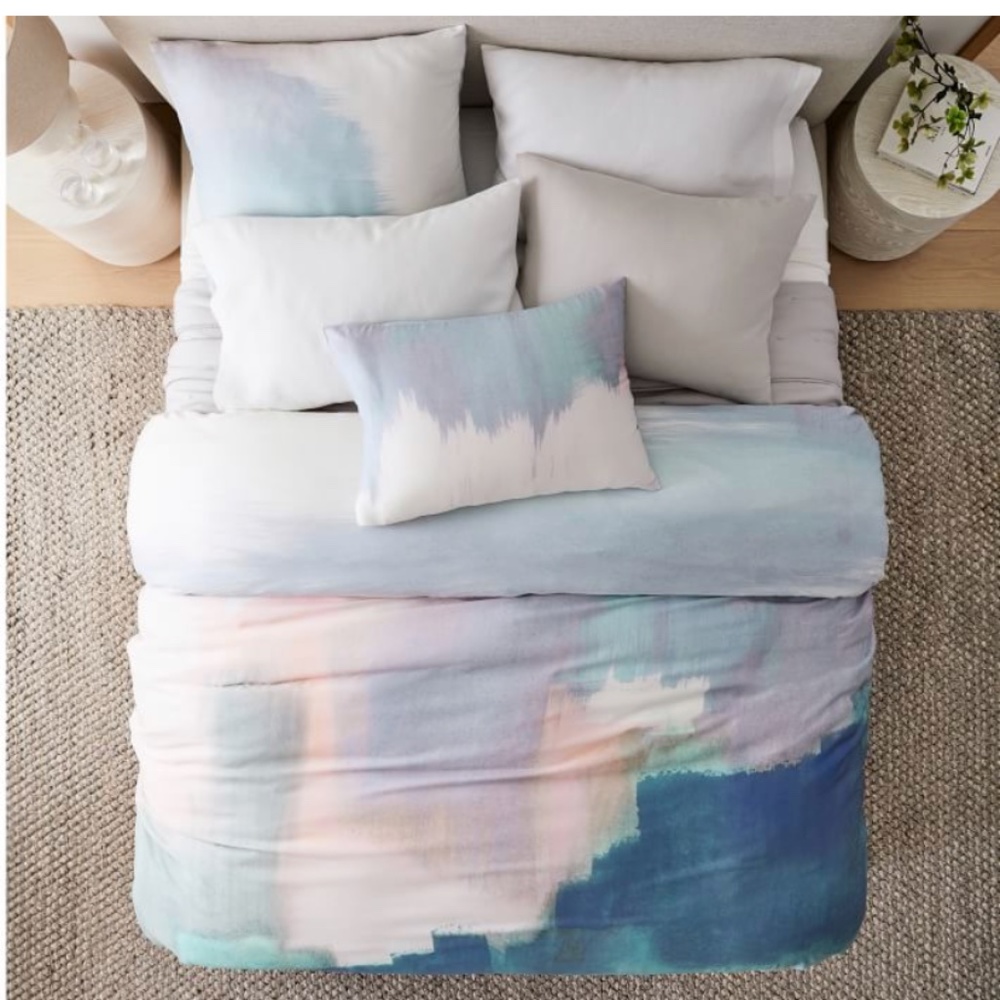 West Elm TENCEL Abstract Landscape Queen Duvet Set